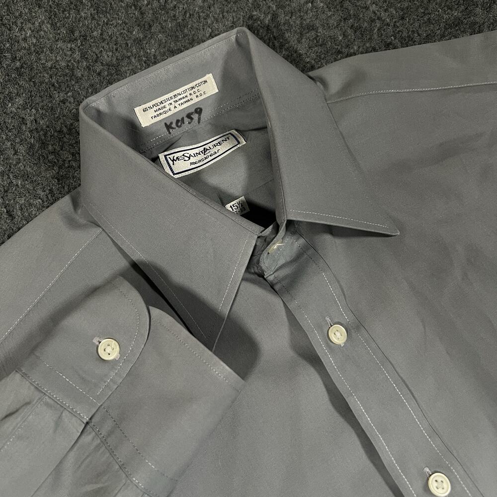 VTG Yves Saint Laurent YSL Mens Dress Shirt Long Sleeve 15.5 32/33 CottonPoly